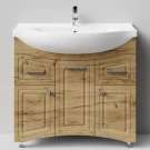 Тумба Адам 90 напольный, Дуб Тортуга ПВХ 2357-43, левый Vodok с раковиной в комплекте