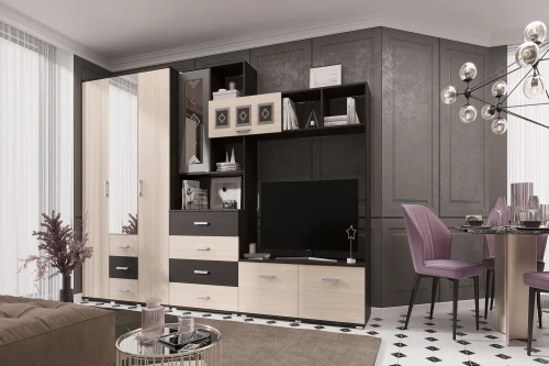 Шкаф трехстворчатый Белла, Дуб беленый, Венге