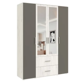 Шкаф четырехстворчатый Фиеста (1600), Графит, Дуб Крафт белый