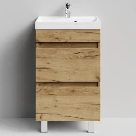 Тумба Бест 50  напольный, Дуб Тортуга ПВХ 2357-43 Vodok с раковиной в комплекте