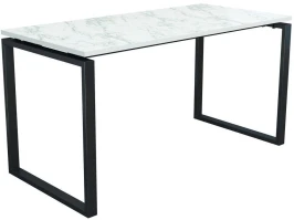 Стол компьютерный Янтарь 55.08-1 Мрамор белый/Металл черный