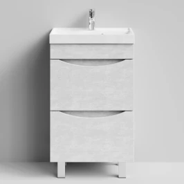 Тумба Лайт 50 напольный, Белый камень ПВХ 57805 Vodok с раковиной в комплекте