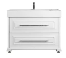 Тумба Риккардо 100 напольный, ящики, патина серебро, белая Vodok с раковиной в комплекте