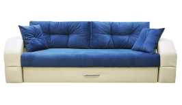 Диван еврокнижка Манчестер 160 ВЕЛЮР 09 СИНИЙ ЭКОКОЖА БЕЖЕВАЯ НПБ