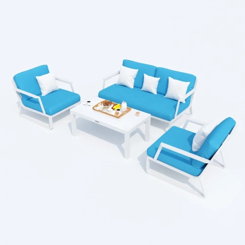 Лаунж зона ESTIVO голубая - белый каркас