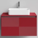 Тумба Соло 90, пример RAL 3004 Пурпурно-красный, матовая, 1 ящик, подвесной Vodok с раковиной в комплекте