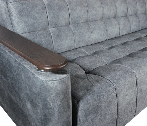 Диван Мадрид, с/м 125х 184, велюр серый, ППУ + Пружинный блок