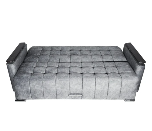 Диван Мадрид, с/м 125х 184, велюр серый, ППУ + Пружинный блок