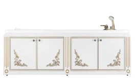 Экран Кармен 1700, 4 распашные двери, патина золото, белый