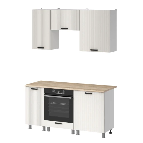 Готовый кухонный гарнитур МК Аленушка 1,6м в.5 Лотос Молочный,скоба антрацит,сонома