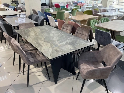 Стол IVAR 180 MARBLES KL-80 Серый мрамор, итальянская керамика, ®DISAUR