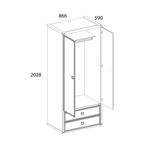 Шкаф 2DG2S, MAGELLAN, цвет Сосна винтаж