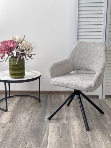 Стул NURI 180 град. поворот. 3018-03 светло-серый, шенилл/ черный каркас, ®DISAUR