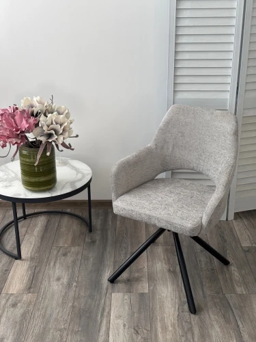 Стул NURI 180 град. поворот. 3018-03 светло-серый, шенилл/ черный каркас, ®DISAUR