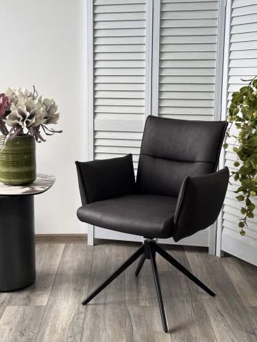 Стул DEAN 360 град.поворот. Темно-серый  экокожа  Maison 99# / Черный, ®DISAUR