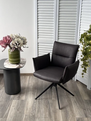 Стул DEAN 360 град.поворот. Темно-серый  экокожа  Maison 99# / Черный, ®DISAUR