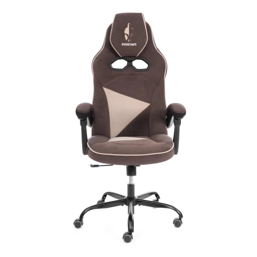 Кресло Arena metalBL велюр, коричневый/бежевый, 6/7