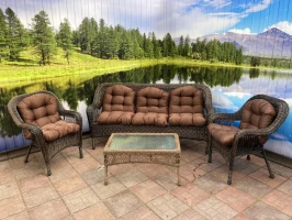 Комплект мебели из искусственного ротанга  Мэдисон (Medison) 3-хместный диван,кресла, столик с подушками на сидение и спинку