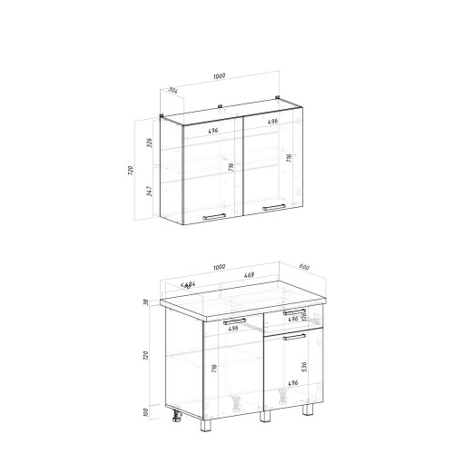 Кухня Ева, Дуб сонома, Черный янтарь