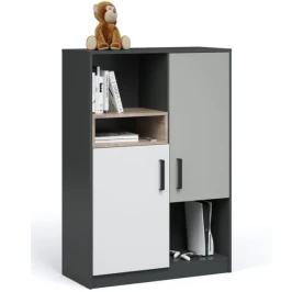 Комод «Квадро» 90, Антрацит/Дуб эндгрейн/Шиншилла/Белый