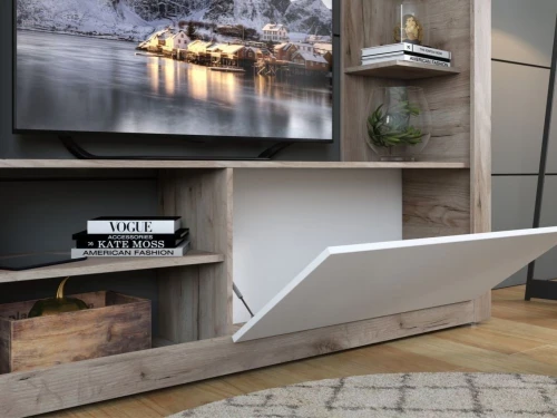 Стенка «Рона», Дуб Крафт серый/белый