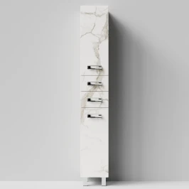 Пенал Орландо 30 напольный, Мрамор Белый натур милк ПВХ 2537, левый