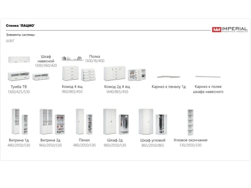 Шкаф навесной с полкой «Лацио», Белый/Белое дерево