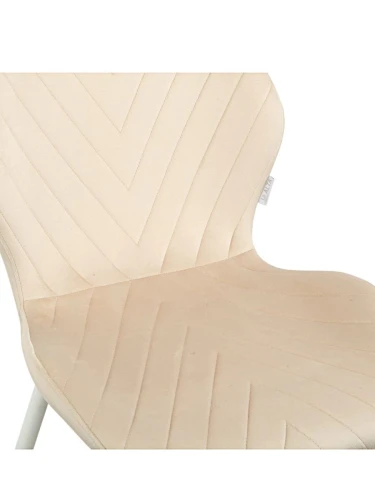 DC828 Стул мягкий, БЕЖЕВЫЙ#G62-03 велюр, каркас металл белый КРУГЛЫЙ