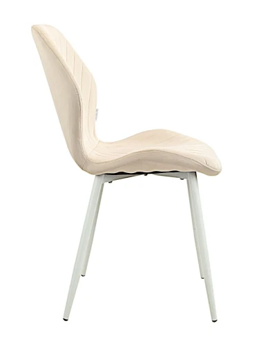 DC828 Стул мягкий, БЕЖЕВЫЙ#G62-03 велюр, каркас металл белый КРУГЛЫЙ