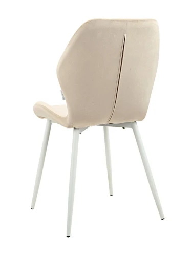 DC828 Стул мягкий, БЕЖЕВЫЙ#G62-03 велюр, каркас металл белый КРУГЛЫЙ
