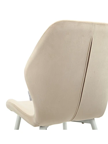 DC828 Стул мягкий, БЕЖЕВЫЙ#G62-03 велюр, каркас металл белый КРУГЛЫЙ