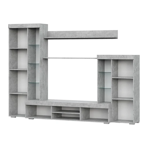 Стенка в гостиную МГС 5, цемент светлый/белый