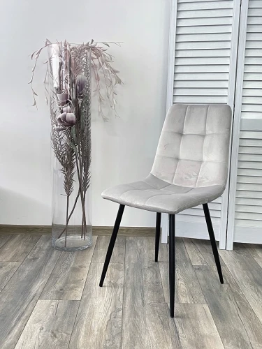 Стул BARI UF910-02 LIGHT GREY, велюр / черный каркас М-City