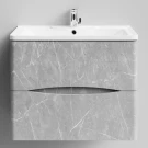 Тумба Адель 70 подвесной, Мрамор Белый софт тач 4044-2 Vodok с раковиной в комплекте