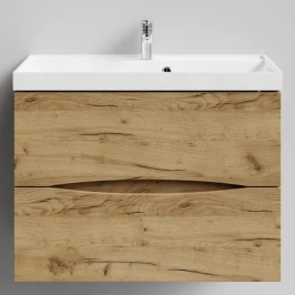 Тумба Лайт 80 подвесной, Дуб Тортуга ПВХ 2357-43 Vodok с раковиной в комплекте