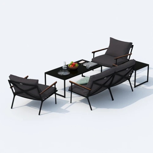 Лаунж зона FESTA антрацит с двухместным диваном