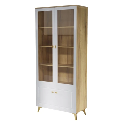 Шкаф-витрина Вега Сапфир 2дв, белый глянец