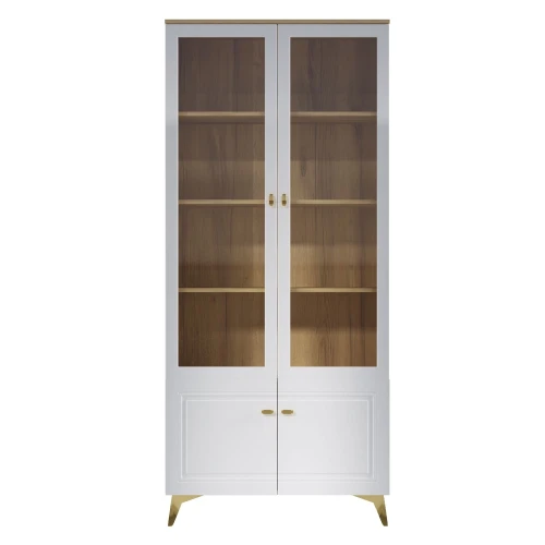 Шкаф-витрина Вега Сапфир 2дв, белый глянец