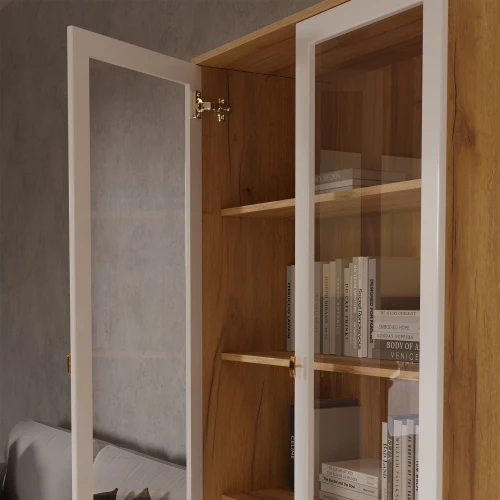 Шкаф-витрина Вега Сапфир 2дв, белый глянец