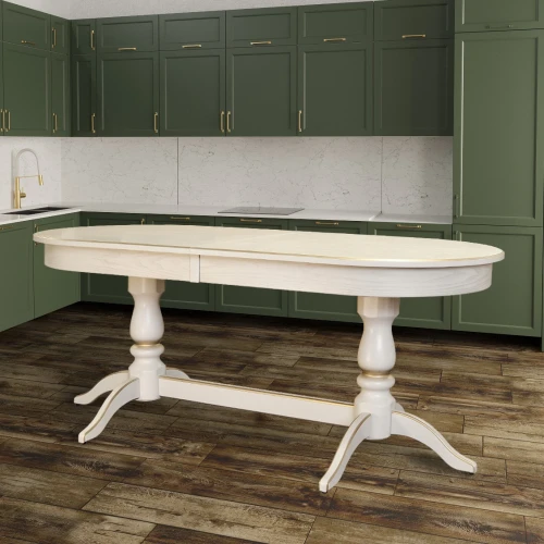 Стол обеденный Тарун 5 раздвижной слоновая кость/золото 190/250*84