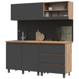 Кухня Хелен 1,7 серый графит/дуб крафт золото