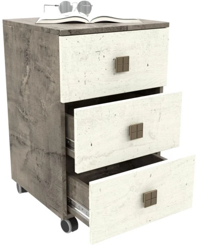 Тумба «Лондон 3Я» КМК 0467.4, Оникс/Бетон пайн светлый