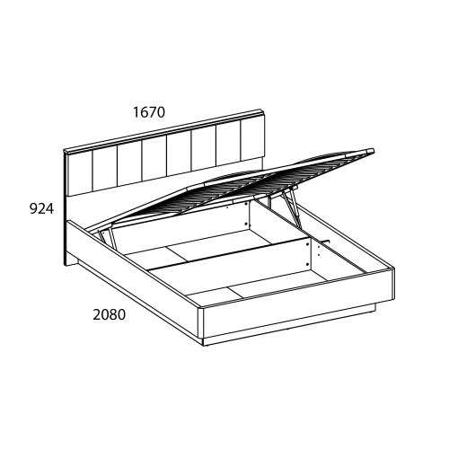 Кровать 160М с подъемником, JAGGER, цвет Дуб монастырский /Черный