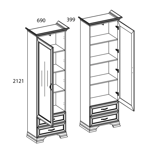 Шкаф 1Z2S, TIFFANY, цвет вудлайн кремовый