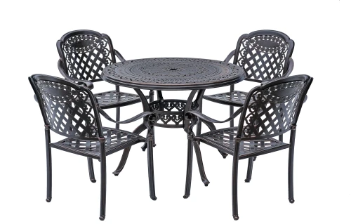 Комплект мебели из литого алюминия стол Орхидея(100см) + 4 кресла Вулкан-2