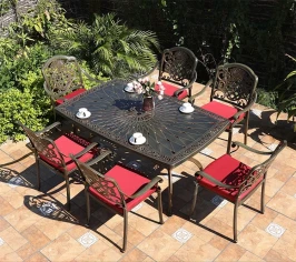 Обеденная группа из литого алюминия стол овальный АДОНИС «ADONIS» 162х102 + 6 кресел ГУЕРЛАЙН «GUERLAIN»