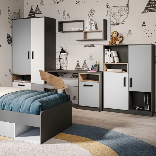 Комод «Квадро» 100 3ящ Антрацит/Дуб эндгрейн/Шиншилла/Белый