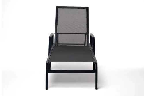 "Парма" шезлонг из алюминия темно-серый (RAL7024) муар, ткань текстилен серая