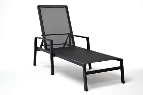 "Парма" шезлонг из алюминия темно-серый (RAL7024) муар, ткань текстилен серая