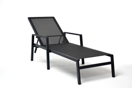 "Парма" шезлонг из алюминия темно-серый (RAL7024) муар, ткань текстилен серая
